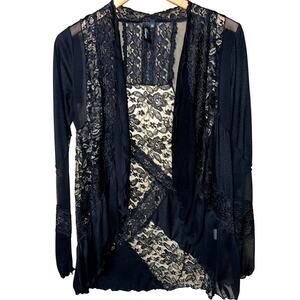 BKE Vintage Y2K Cardigan Womens Small Sheer Lace Dark Romance Whimsigoth Witchy